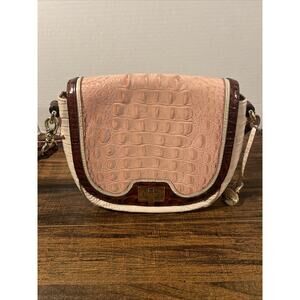 Brahmin MINI SONNY crossbody Purse Brown & Pink Read